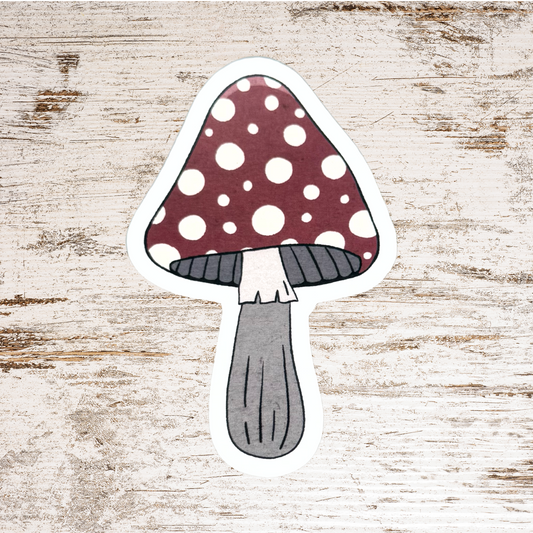 Red & White Polka-dot Mushroom (Tall) Die-cut Sticker