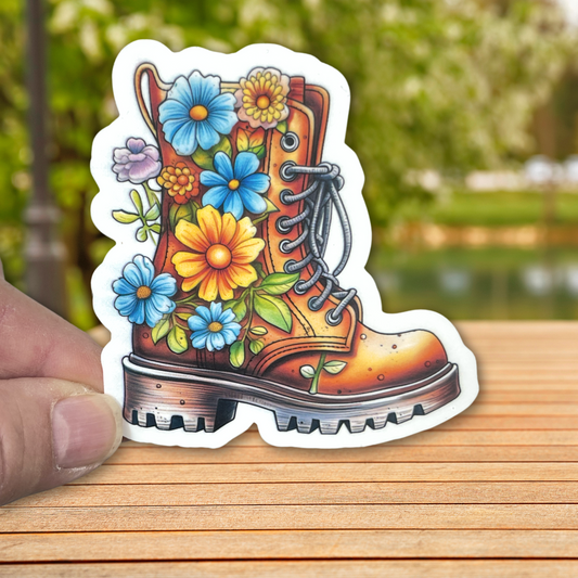 "Floral Hiking Boot" Die-cut Sticker
