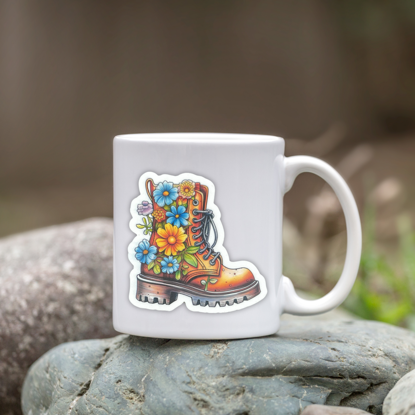 "Floral Hiking Boot" Die-cut Sticker