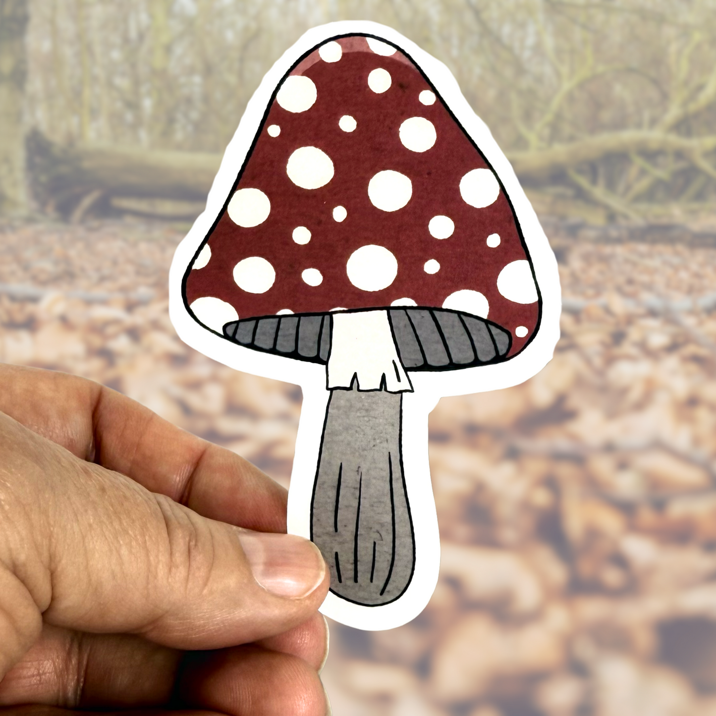 Red & White Polka-dot Mushroom (Tall) Die-cut Sticker