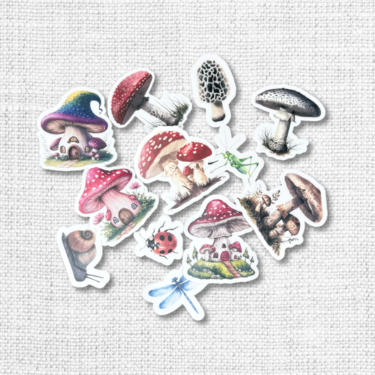 Mushrooms & Insects Sticker Pack-12 Pack