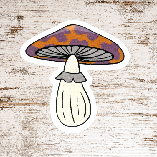Orange & Purple Splotchy Mushroom Die-cut Sticker