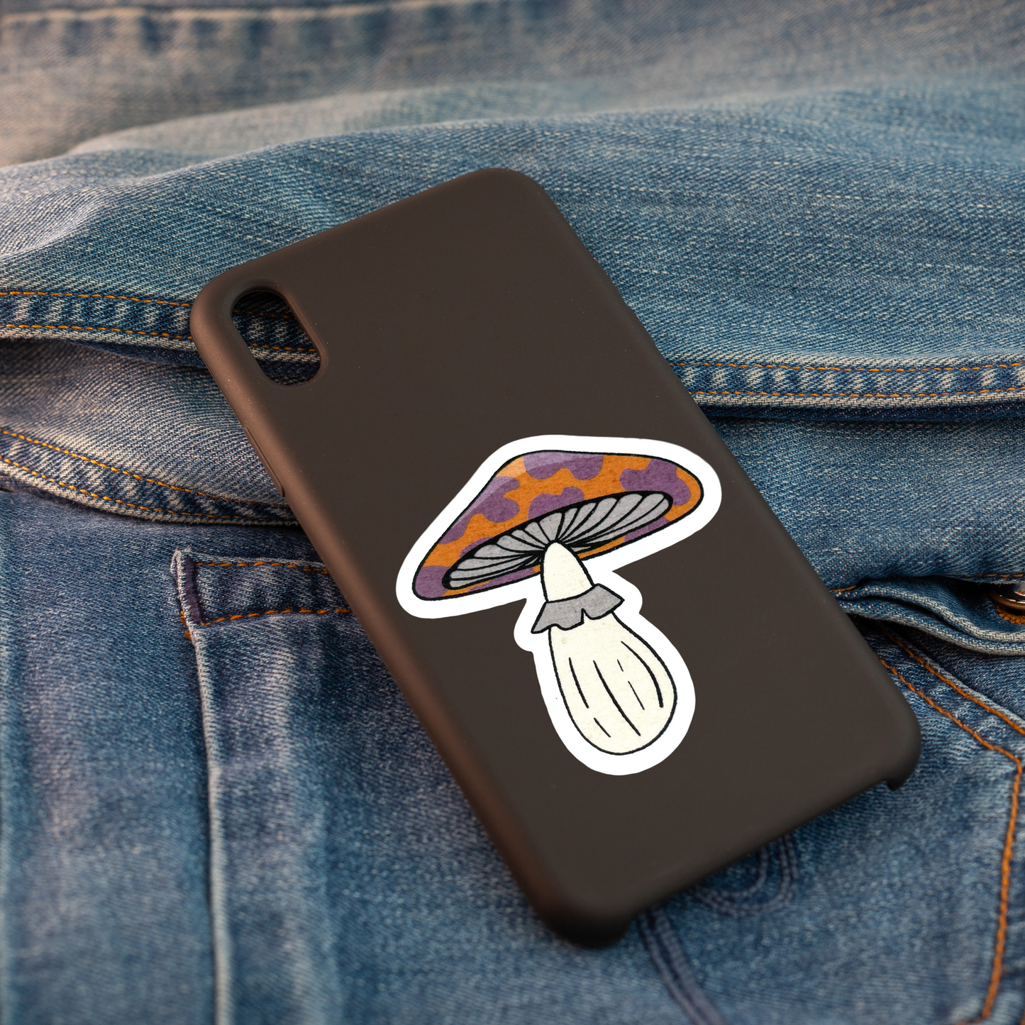 Orange & Purple Splotchy Mushroom Die-cut Sticker