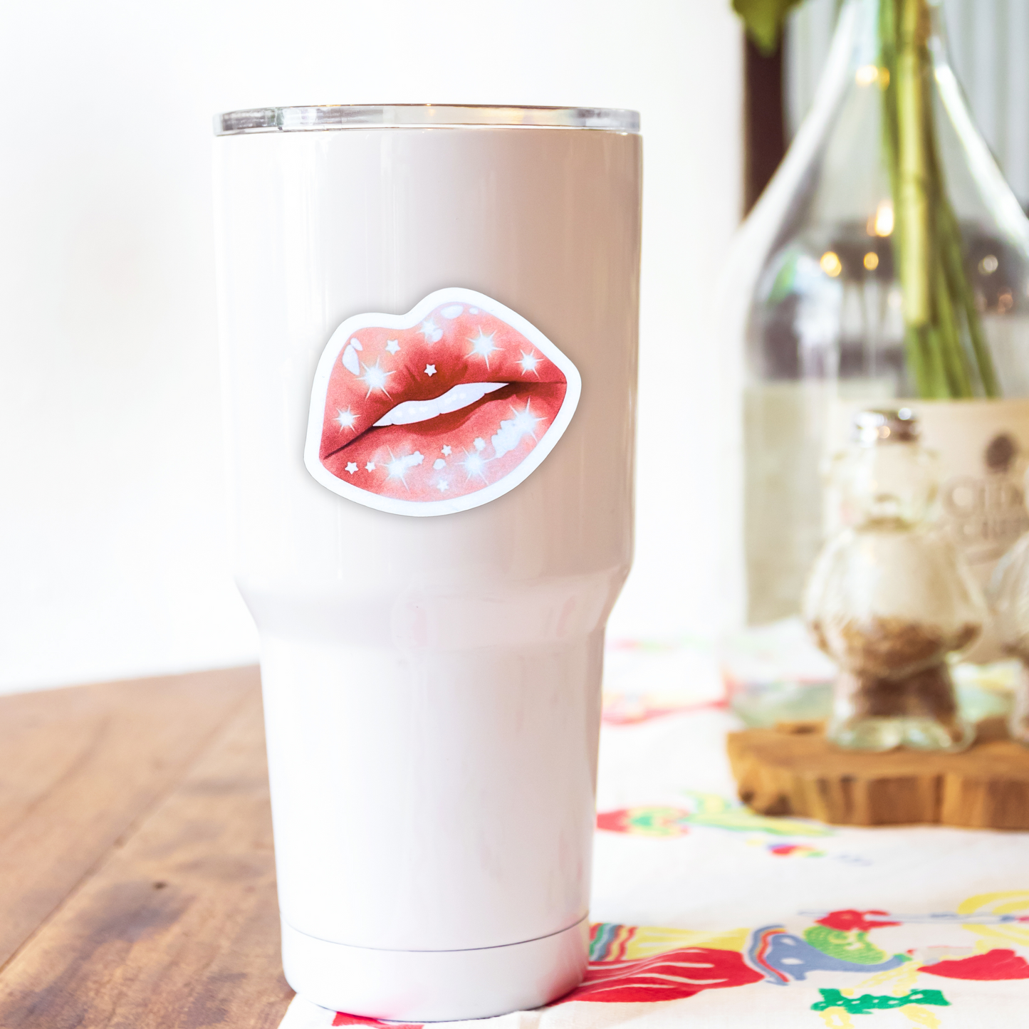 "Pink Lips with Sparkle" Die-cut Sticker