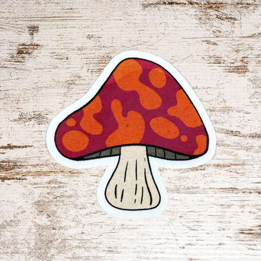 Pink and Orange Mushroom Die-cut Sticker