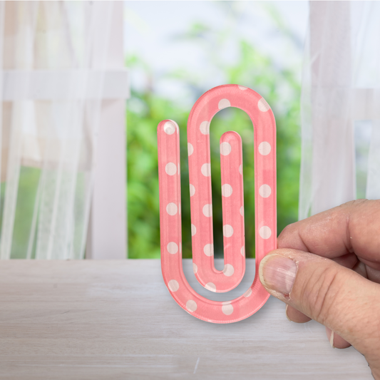 Pink & White Polka-dots Jumbo Paperclip