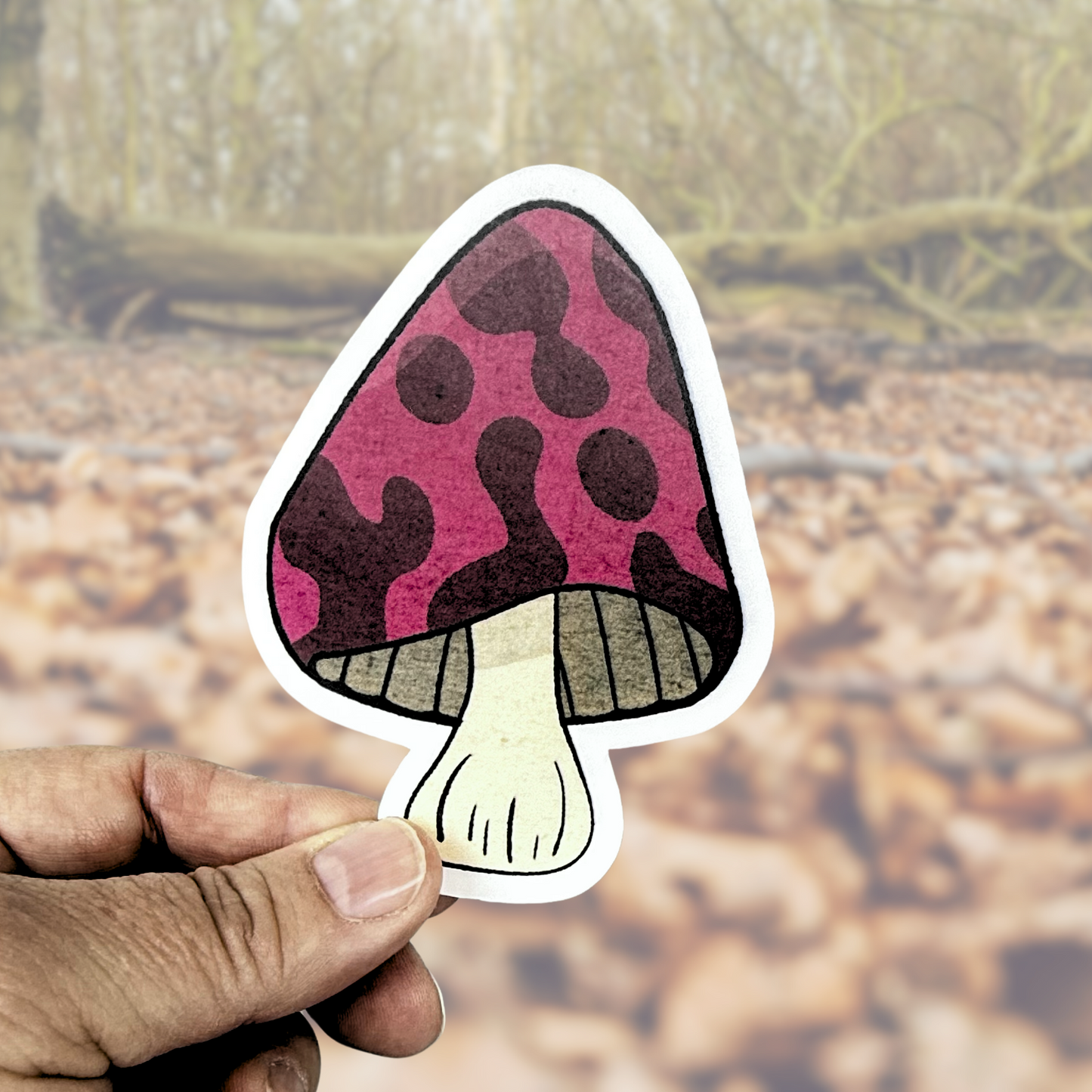 Pink & Purple Mushroom Die-cut Sticker