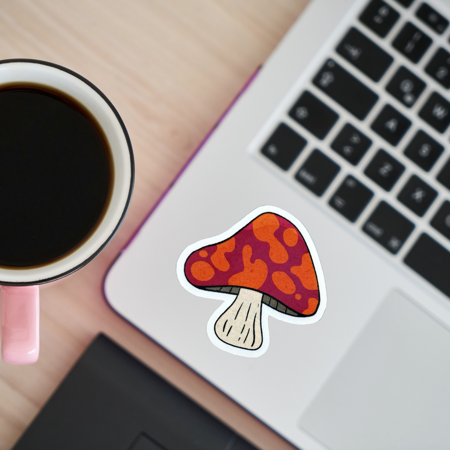 Pink and Orange Mushroom Die-cut Sticker