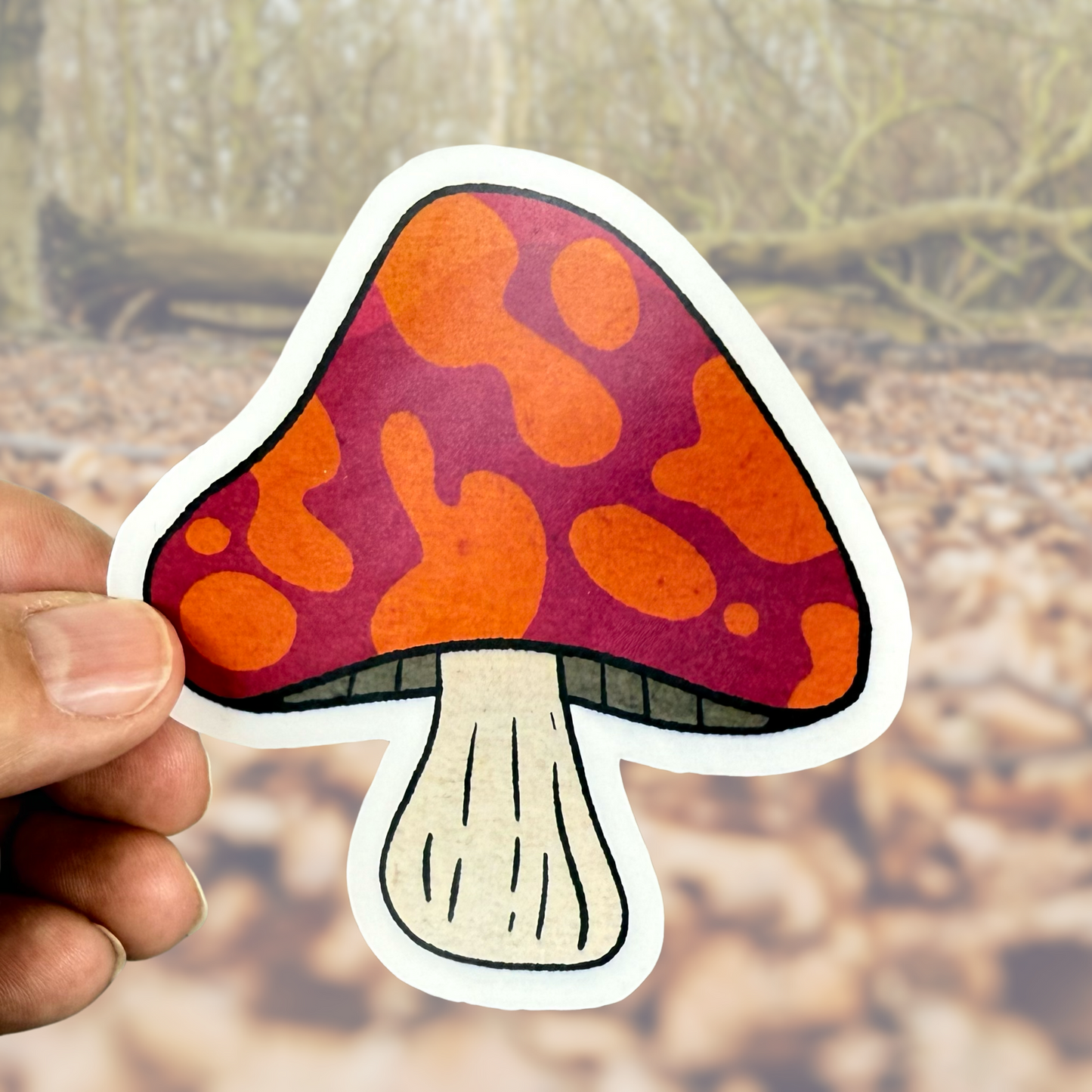 Pink and Orange Mushroom Die-cut Sticker