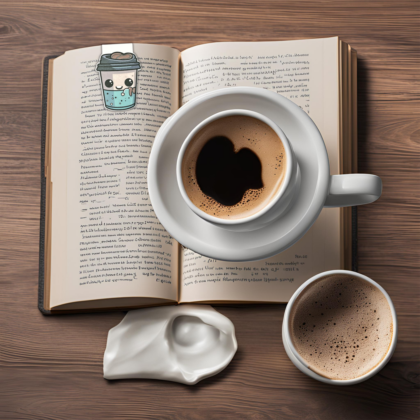 Magnetic Bookmark - Teal and Cream To-go coffee cup