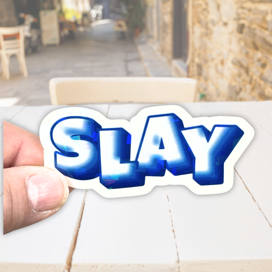 Blue Ice "Slay" Holographic Die-cut Sticker