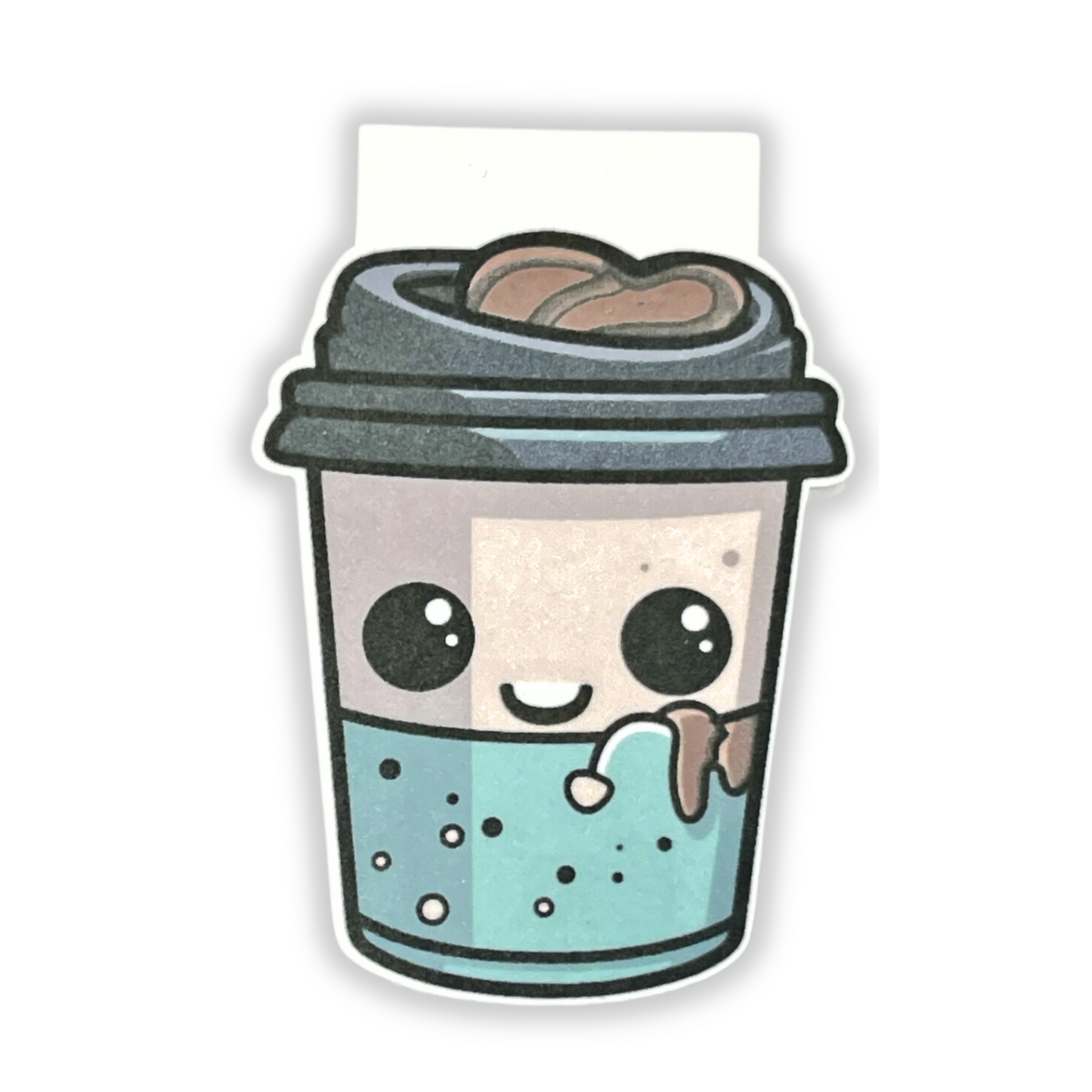 Magnetic Bookmark - Teal and Cream To-go coffee cup