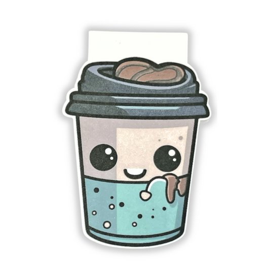 Magnetic Bookmark - Teal and Cream To-go coffee cup