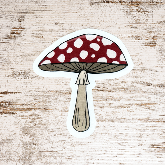 Red & White Polka-dot Mushroom (wide) Die-cut Sticker