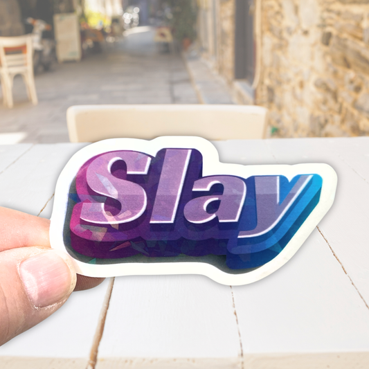 Purple "Slay" Holographic Die-cut Sticker