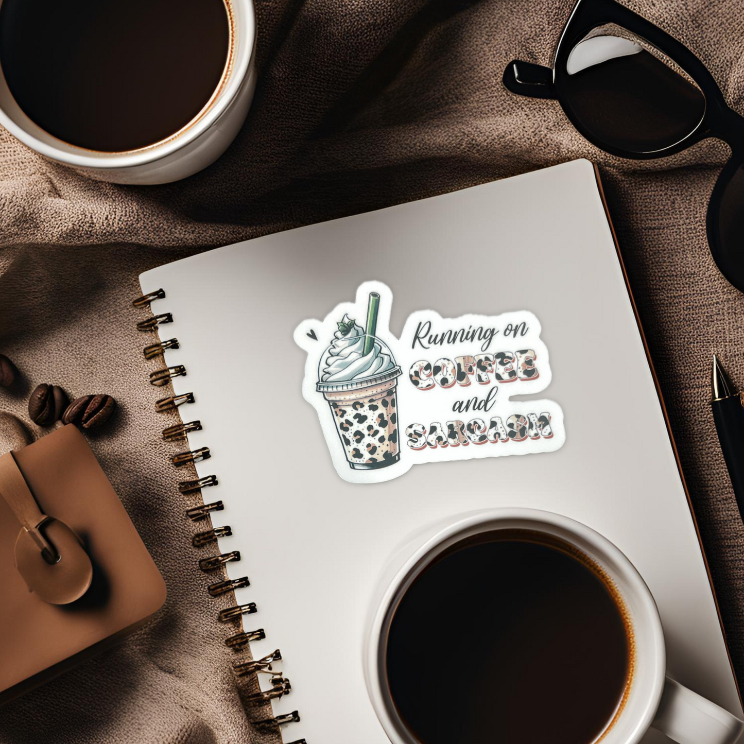"Running on Coffee and Sarcasm" - Die-cut Sticker