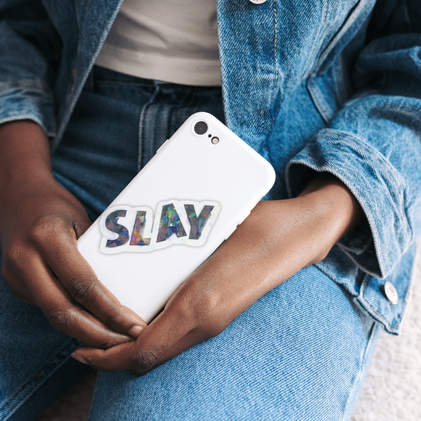 Dark Multi-colored "Slay" Holographic Die-cut Sticker