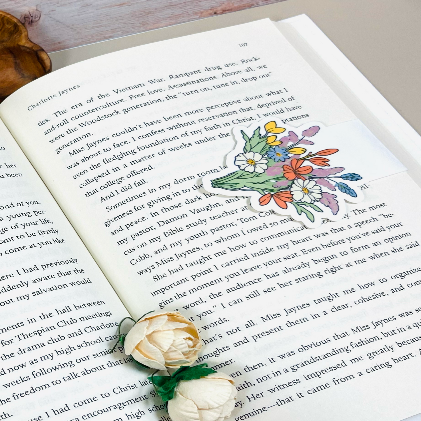 Magnetic Bookmark Floral Bouquet w/ Orange main flowers