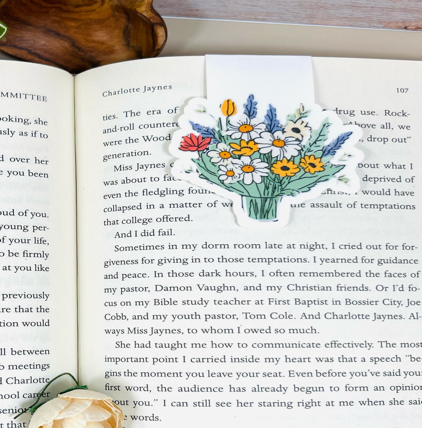 Magnetic Bookmark with Floral Bouquet with Daisy's