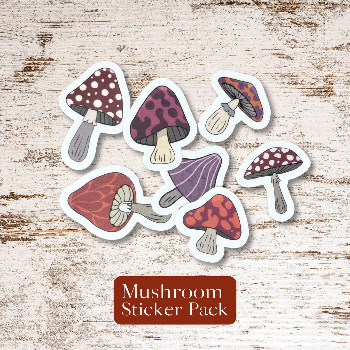 Retro Mushroom Sticker Pack-7 Pack