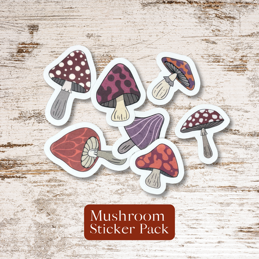 Retro Mushroom Sticker Pack-7 Pack