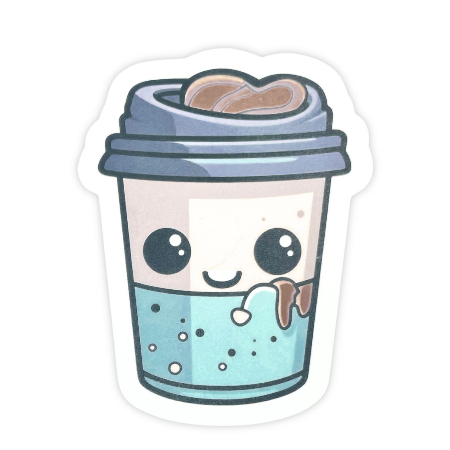"Cream & Teal To-go Cup"- Die-cut Sticker
