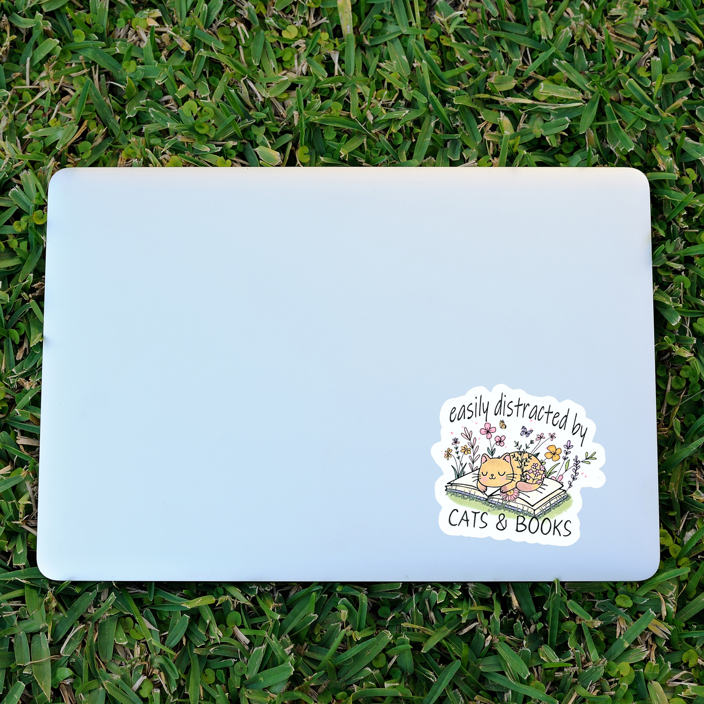 "Easily Distracted by CATS & DOGS" Die-cut Sticker