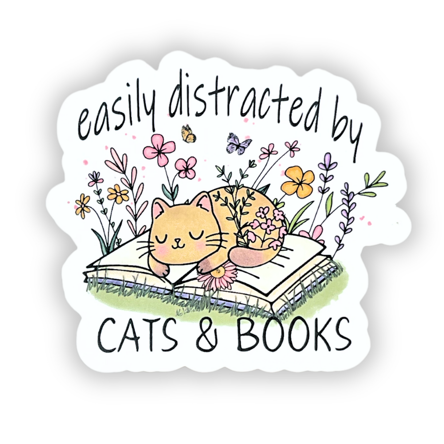 "Easily Distracted by CATS & DOGS" Die-cut Sticker