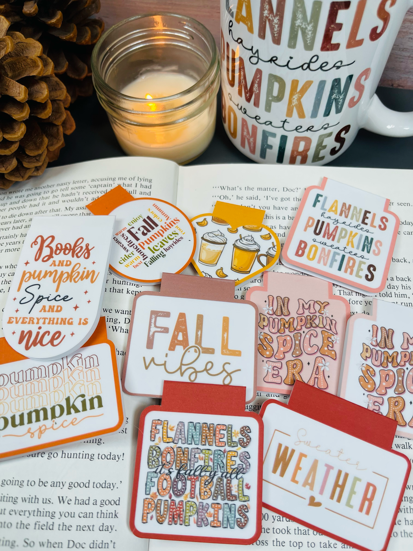 Cozy Fall Magnetic Bookmarks